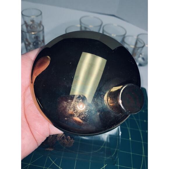 14 Pc Vtg Pennsylvania Coat of Arms Barware Set Shaker Glasses Gold Gilding NOS - Picture 6 of 15